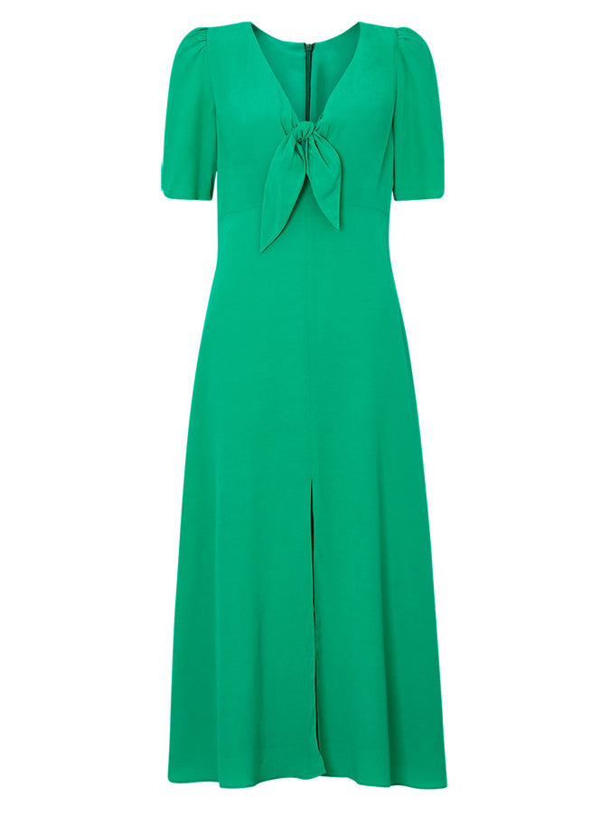 Bell Green Tie Front Midi Dress by KITRI Studio