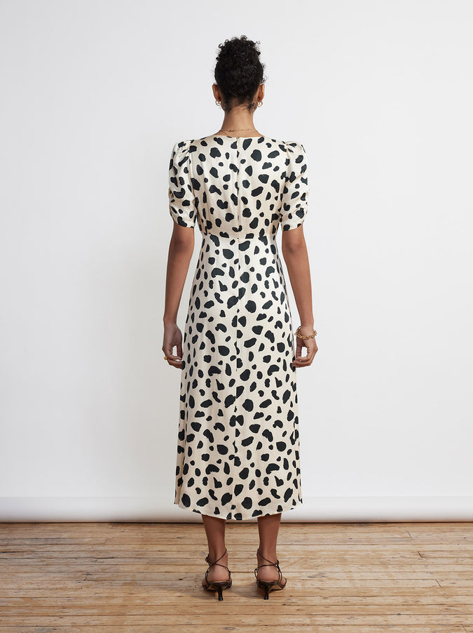 Bell Tie Front Animal Spot Midi Dress by KITRI Studio