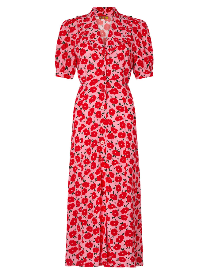 Bethany Pink Floral Tea Dress by KITRI Studio