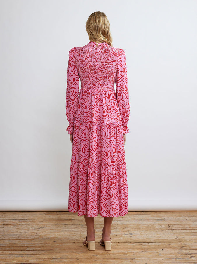 Betsy Pink Geo Shirred Dress by KITRI Studio