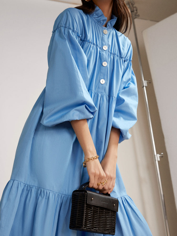 Betty Blue Frill Collar Smock Dress by KITRI Studio