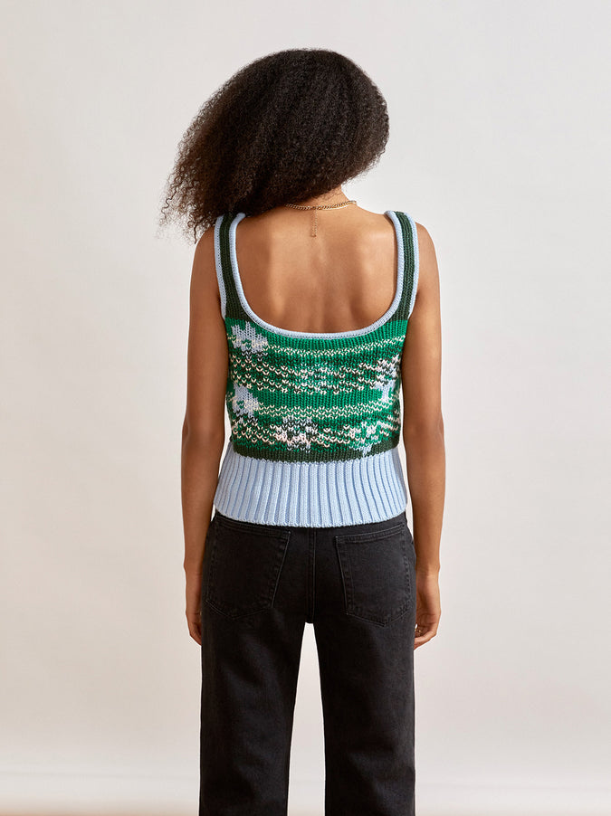 Blair Blue Floral Cotton Knit Cami by KITRI Studio