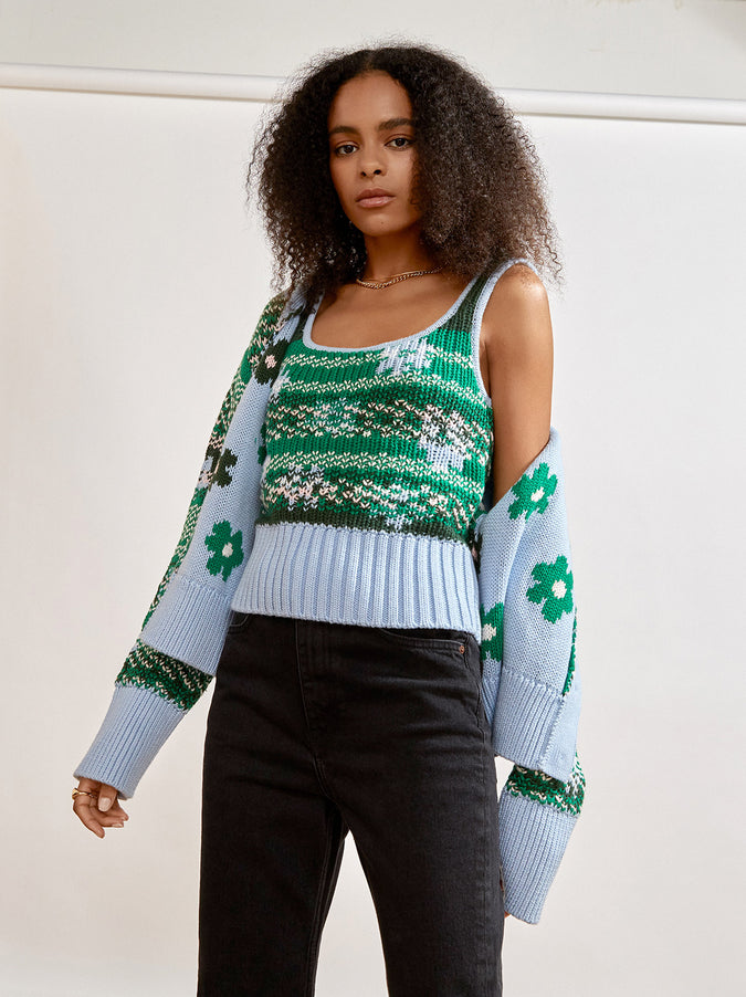 Blair Blue Floral Cotton Knit Cami by KITRI Studio
