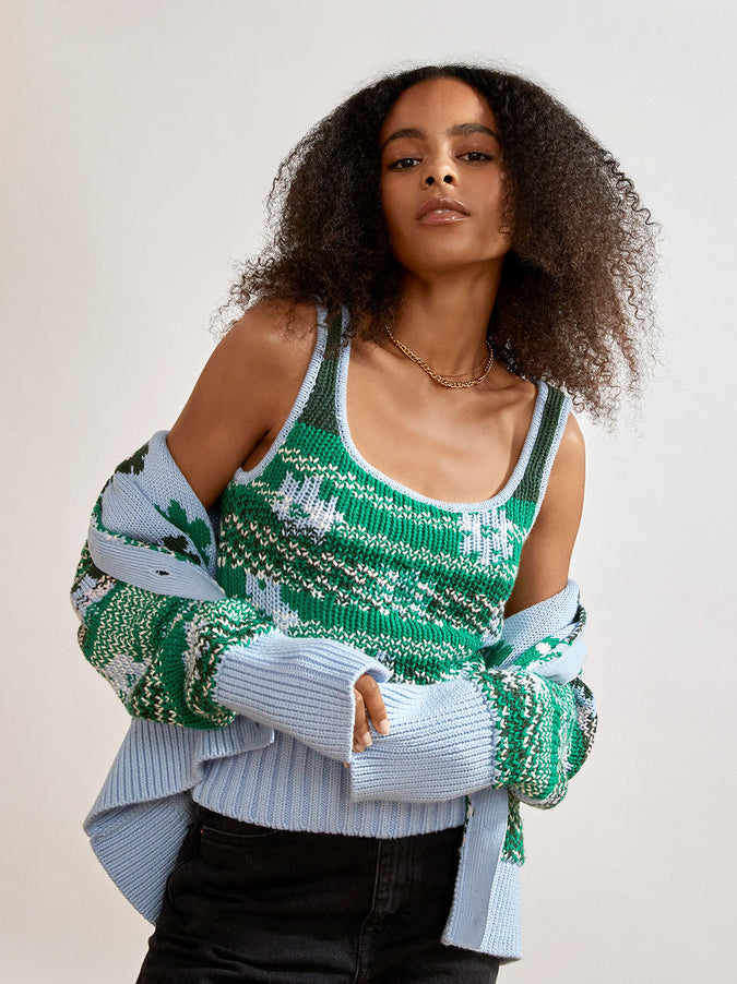 Blair Blue Floral Cotton Knit Cami by KITRI Studio