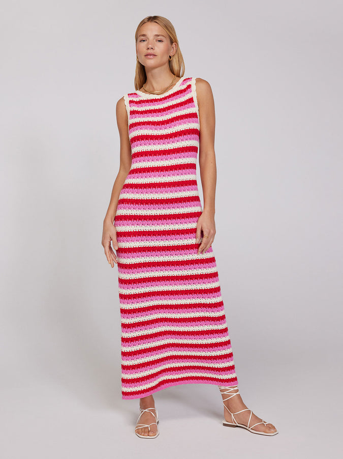Bunty Pink Stripe Knit Dress by KITRI Studio