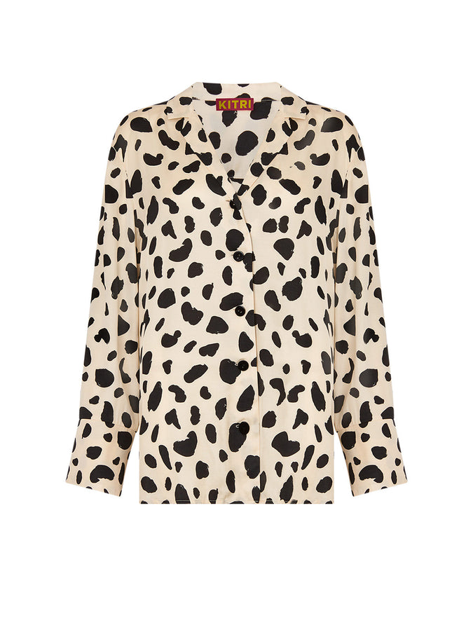 Cady Animal Spot Satin Shirt by KITRI Studio