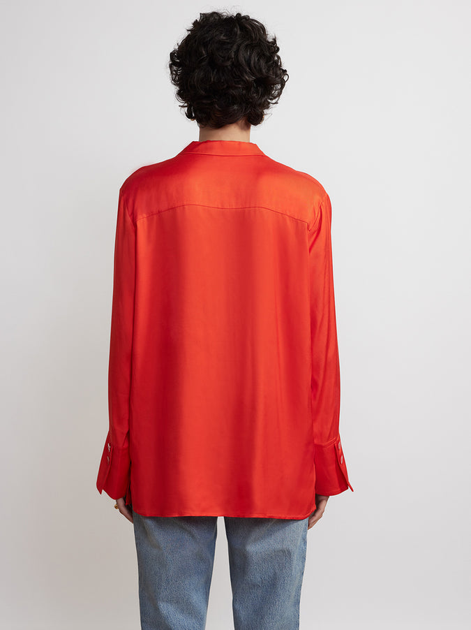 Cady Red Satin Shirt by KITRI Studio