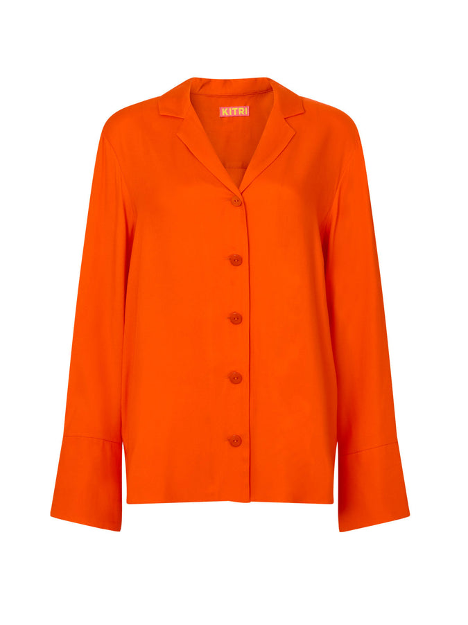 Cady Red Satin Shirt by KITRI Studio