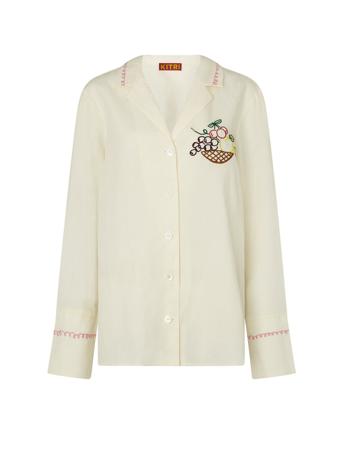 Cady Basket Embroidered Linen Shirt by KITRI Studio