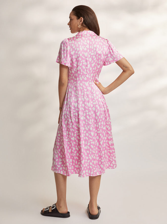 Calley Pink Animal Shirt Dress by KITRI Studio