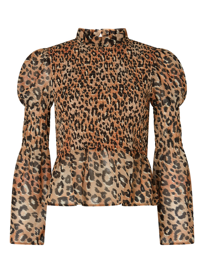 Callie Leopard Print Smocked Top by KITRI Studio