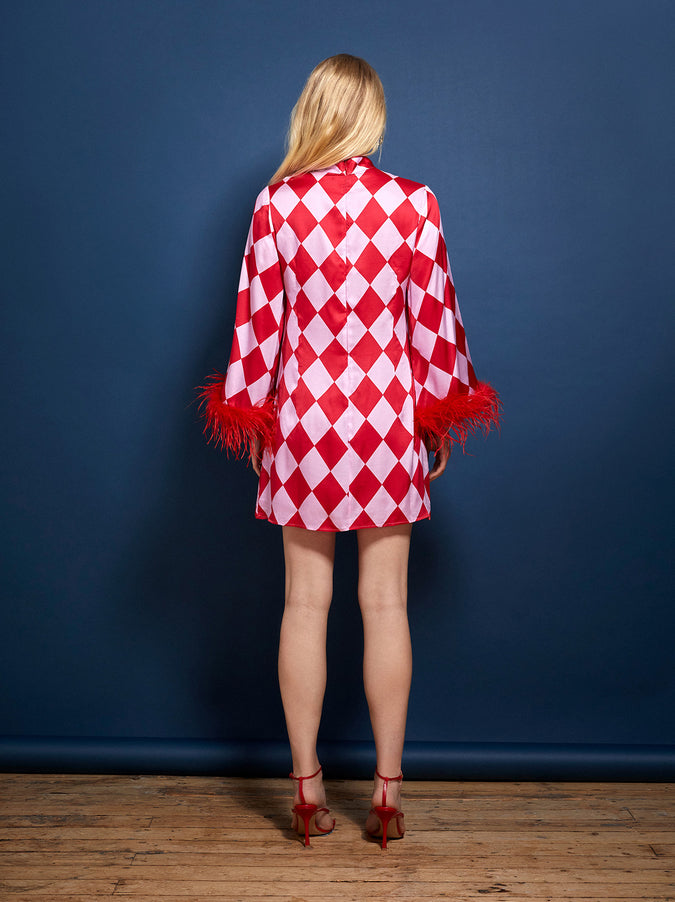 Carlotta Diamond Checker Print Mini Dress | KITRI Studio