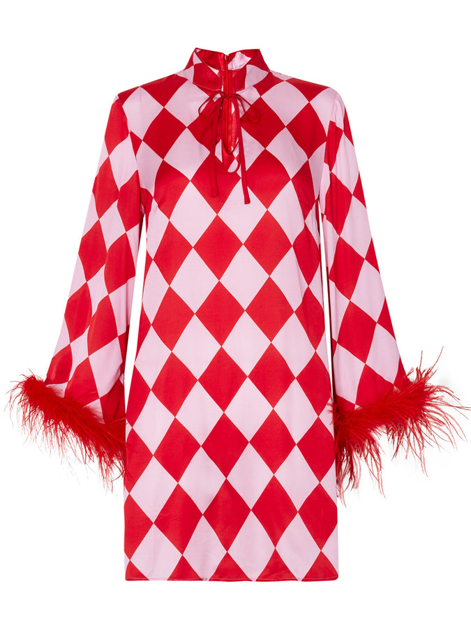 Carlotta Diamond Checker Print Mini Dress | KITRI Studio