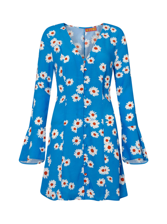 Caroline Blue Daisy Mini Dress by KITRI Studio
