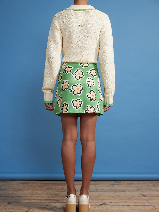 Christa Green Painted Floral Mini Skirt by KITRI Studio
