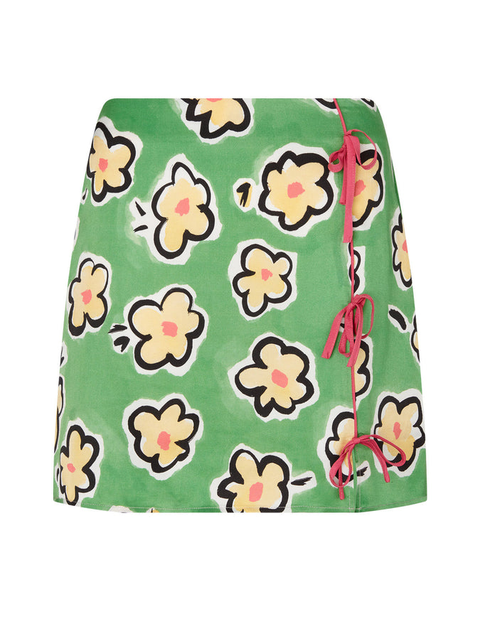 Christa Green Painted Floral Mini Skirt by KITRI Studio