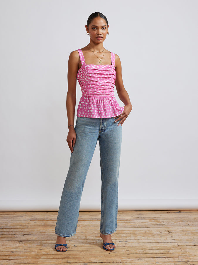 Clementine Pink Ditsy Floral Top