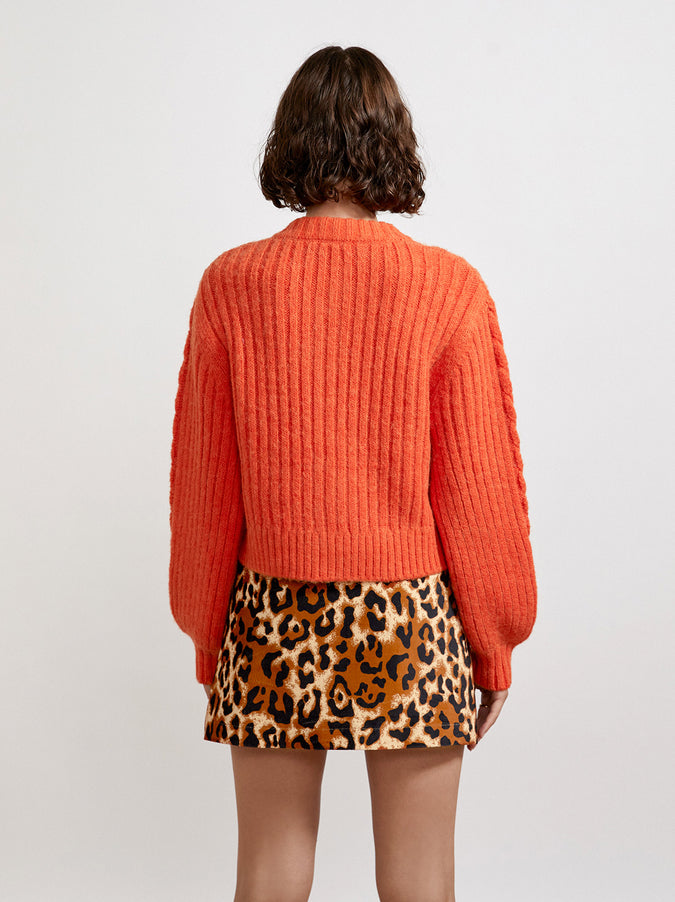 Cleo Orange Cable Knit Cardigan by KITRI Studio
