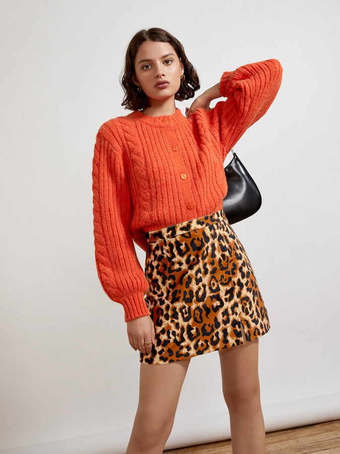 Cleo Orange Cable Knit Cardigan by KITRI Studio