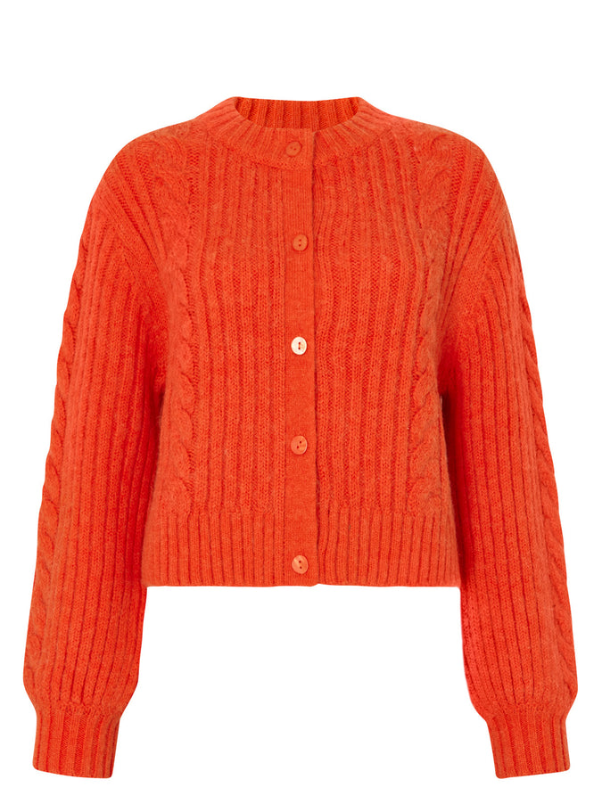 Cleo Orange Cable Knit Cardigan by KITRI Studio