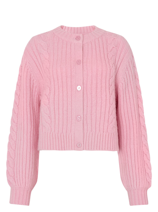 Cleo Pink Cable Knit Cardigan by KITRI Studio