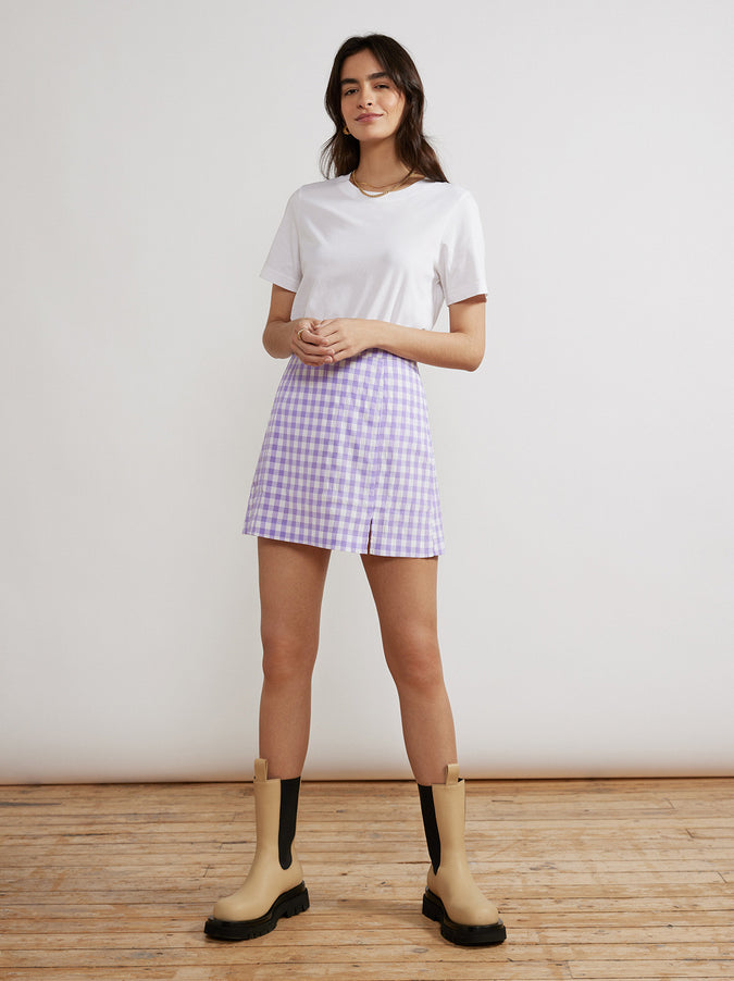 Colette Lilac Check Seersucker Mini Skirt