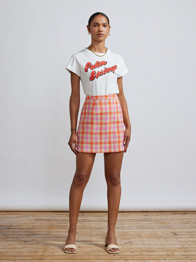 Colette Orange And Pink Check Mini Skirt