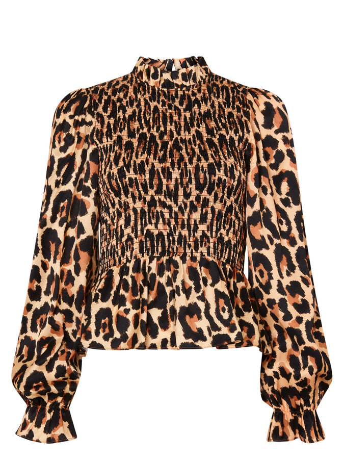 Darcie Leopard Print Shirred Top by KITRI Studio