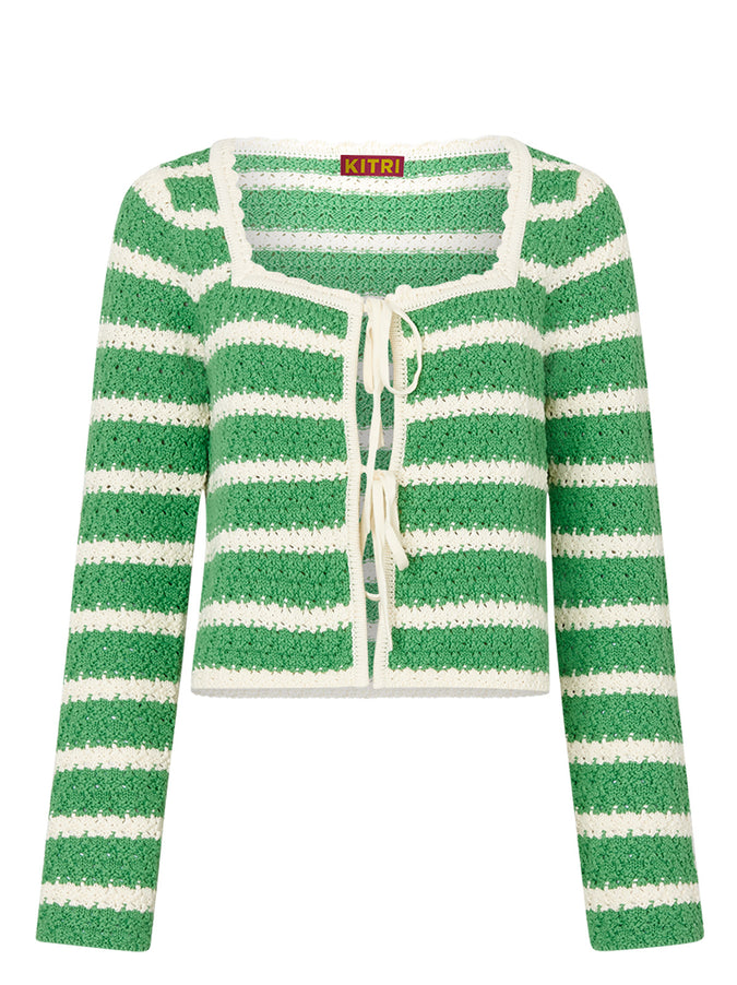 Dionne Green Stripe Knit Cardigan by KITRI Studio