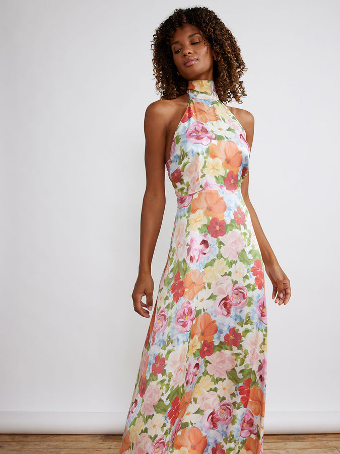 Dakota Painted Floral Halterneck Maxi Dress by KITRI Studio