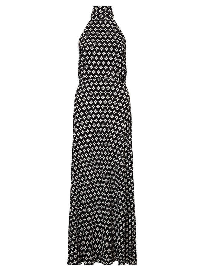 Dakota Black Polka Floral Halterneck Maxi Dress by KITRI Studio