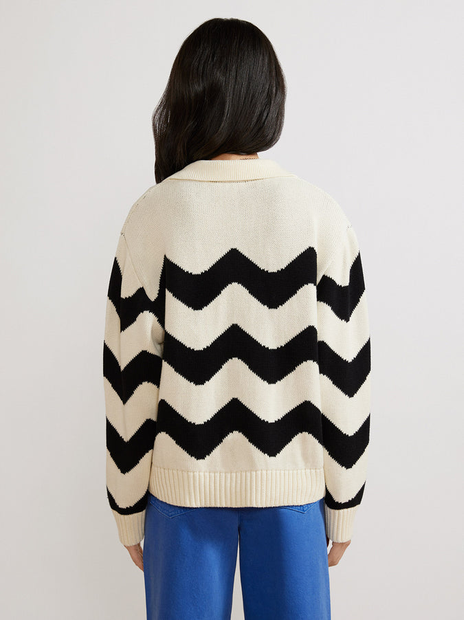 Dalia Mono Wave Polo Sweater by KITRI Studio