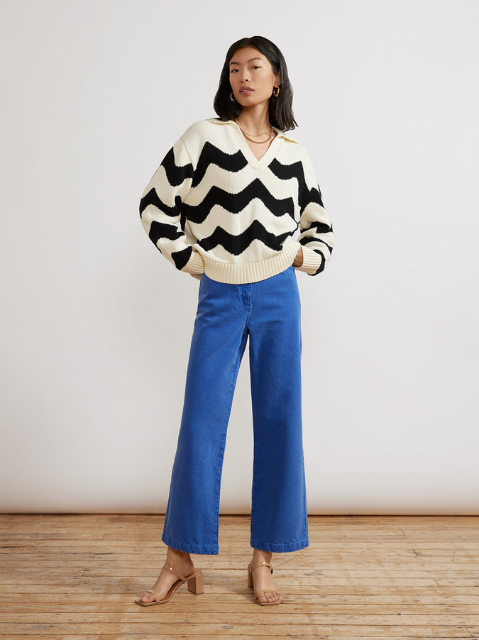 Dalia Mono Wave Polo Sweater by KITRI Studio