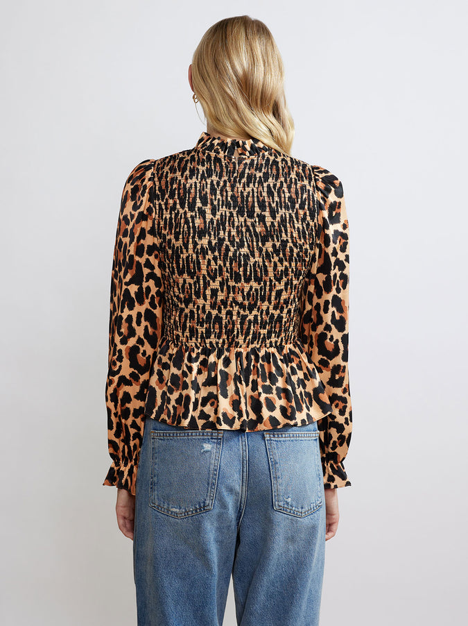 Darcie Leopard Print Shirred Top by KITRI Studio