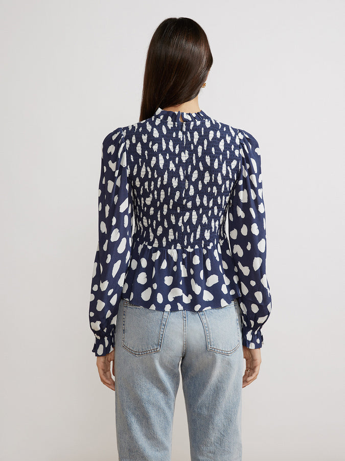 Darcie Navy Animal Spot Top
