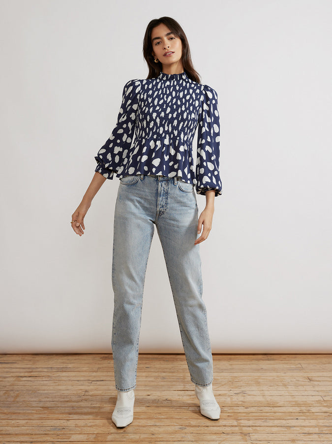 Darcie Navy Animal Spot Top