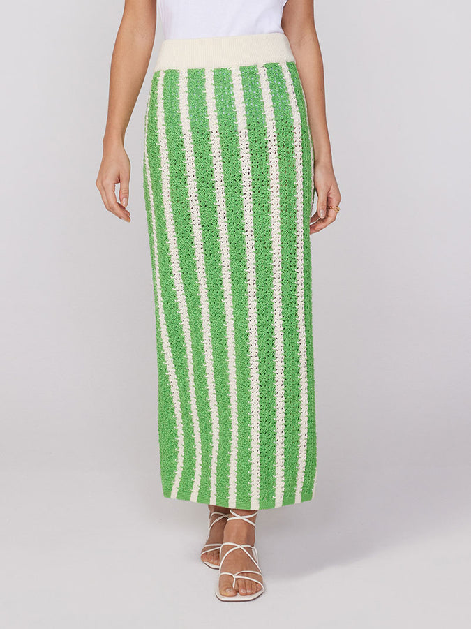 Delphine Green Knit Midi Skirt by KITRI Studio