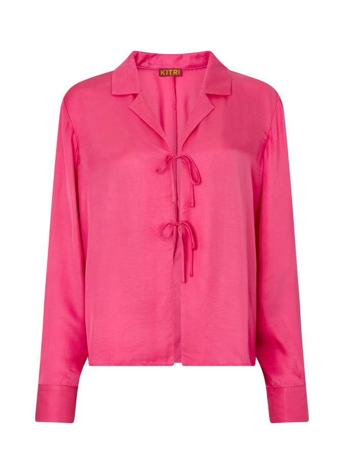 Devon Tie Front Hot Pink Top