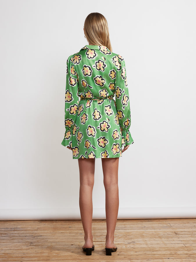 Diane Green Painted Floral Wrap Mini Dress by KITRI Studio