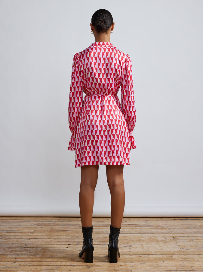 Diane Pink Tile Print Wrap Mini Dress by KITRI Studio