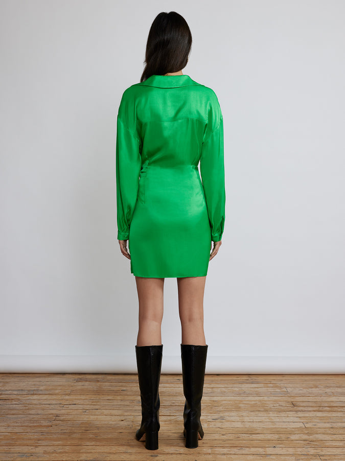 Donna Green Mini Wrap Dress by KITRI Studio