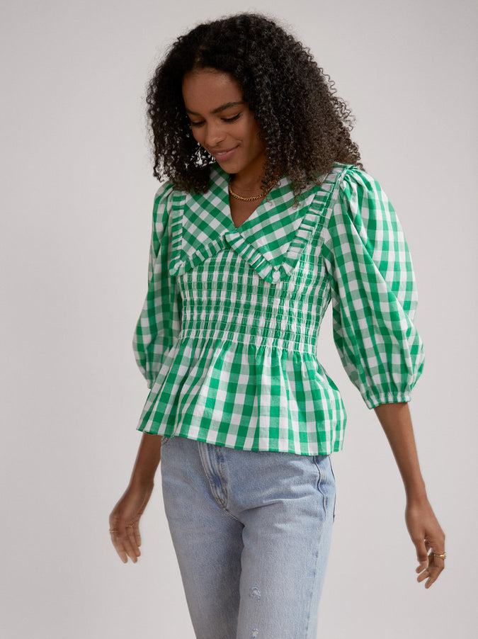Eleanor Green Gingham Top by KITRI Studio
