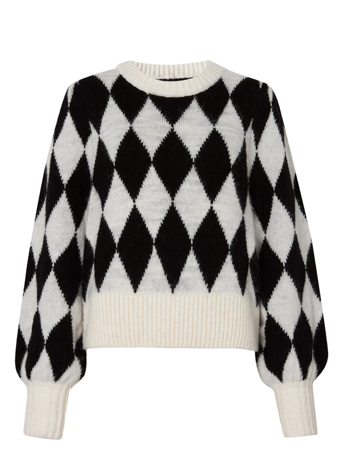 Elliott Black And White Diamond Checker Sweater by KITRI Studio