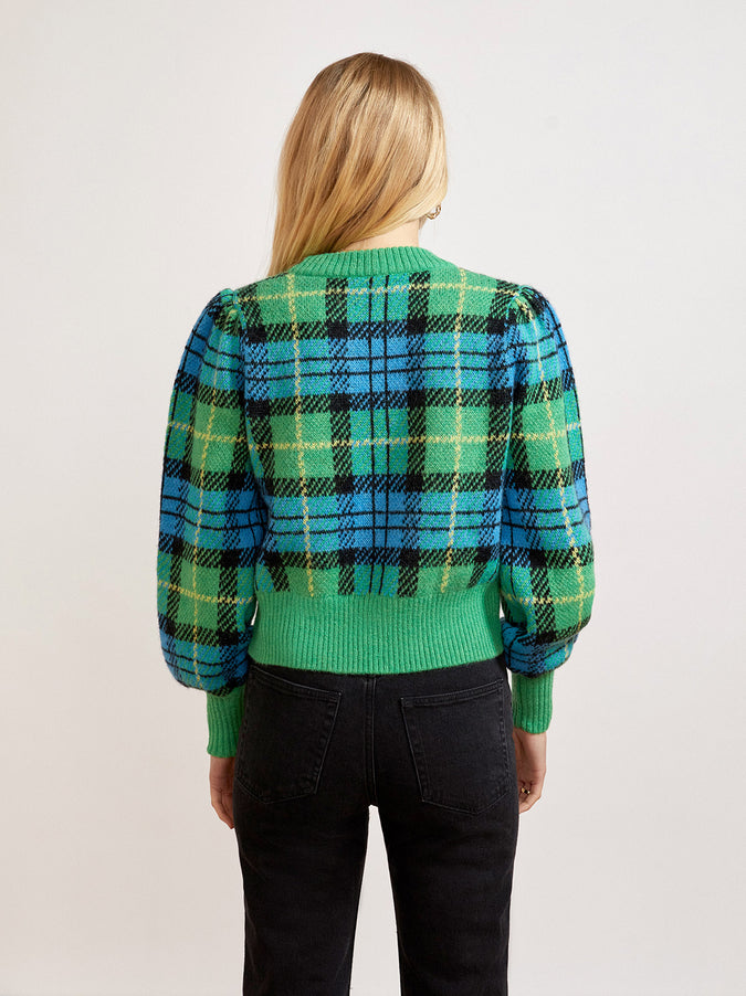 Elliott Green/Blue Check Sweater by KITRI Studio