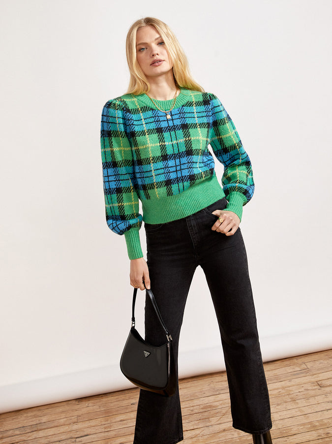 Elliott Green/Blue Check Sweater by KITRI Studio
