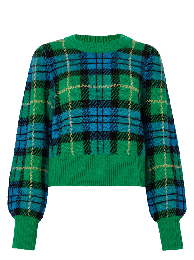 Elliott Green/Blue Check Sweater by KITRI Studio