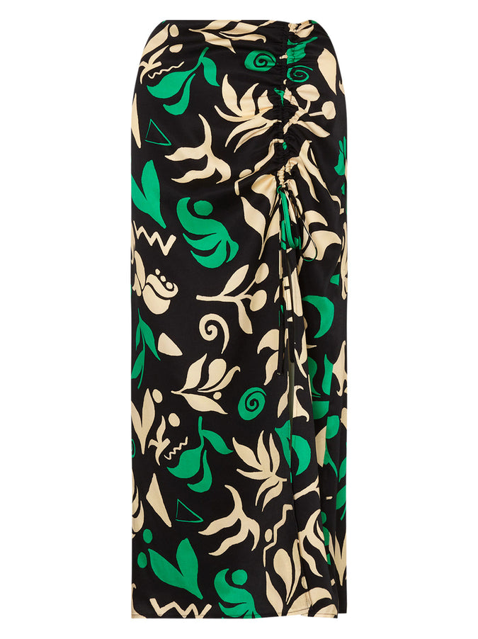 Emmeline Black Cutout Floral Midi Skirt by KITRI Studio