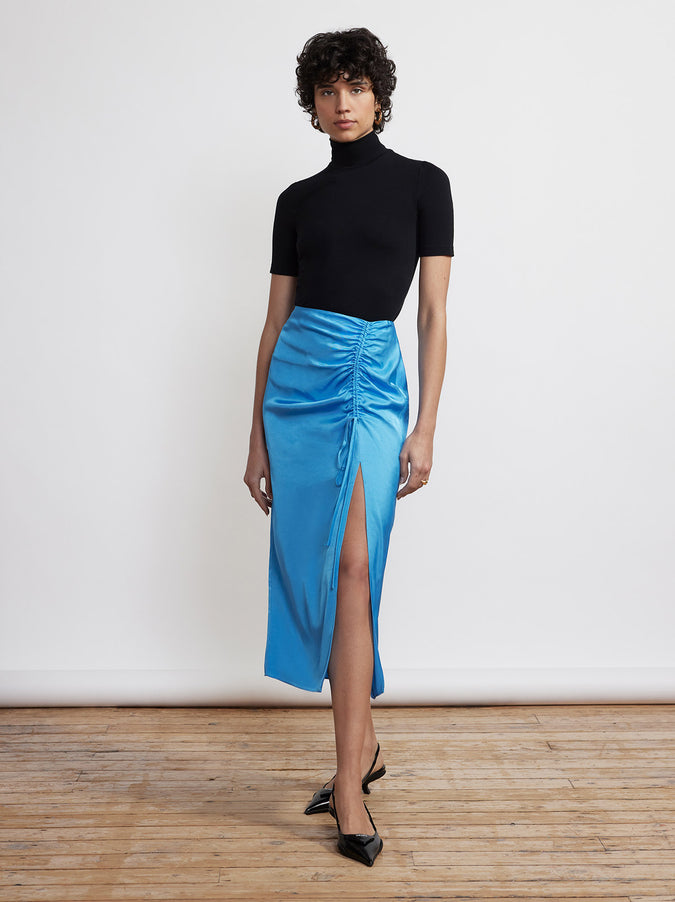 Emmeline Blue Satin Skirt by KITRI Studio