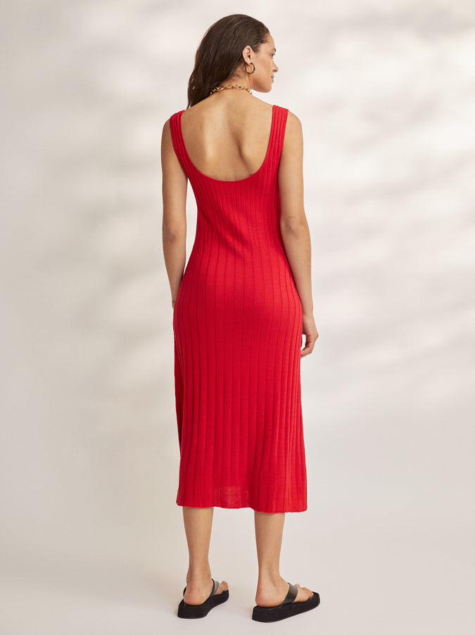 Evelyn Red Knitted Maxi Dress by KITRI Studio