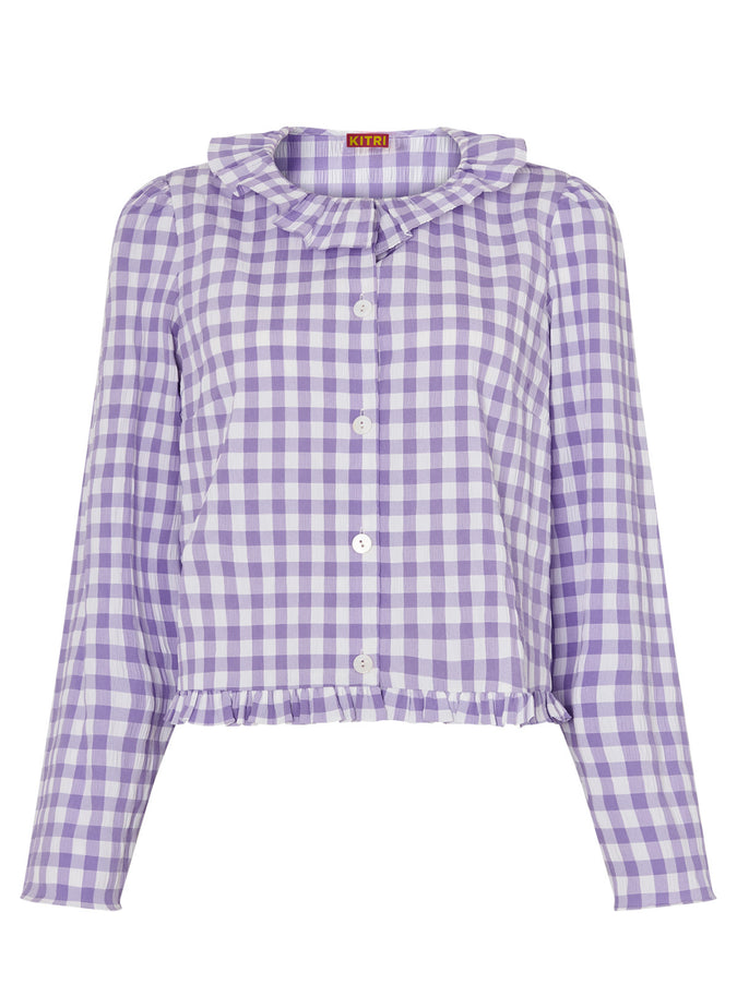 Everly Lilac Check Seersucker Top